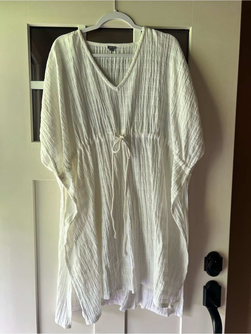 aerie White V-Neck Drawstring Caftan Tunic or great as a swimsuit cover!!